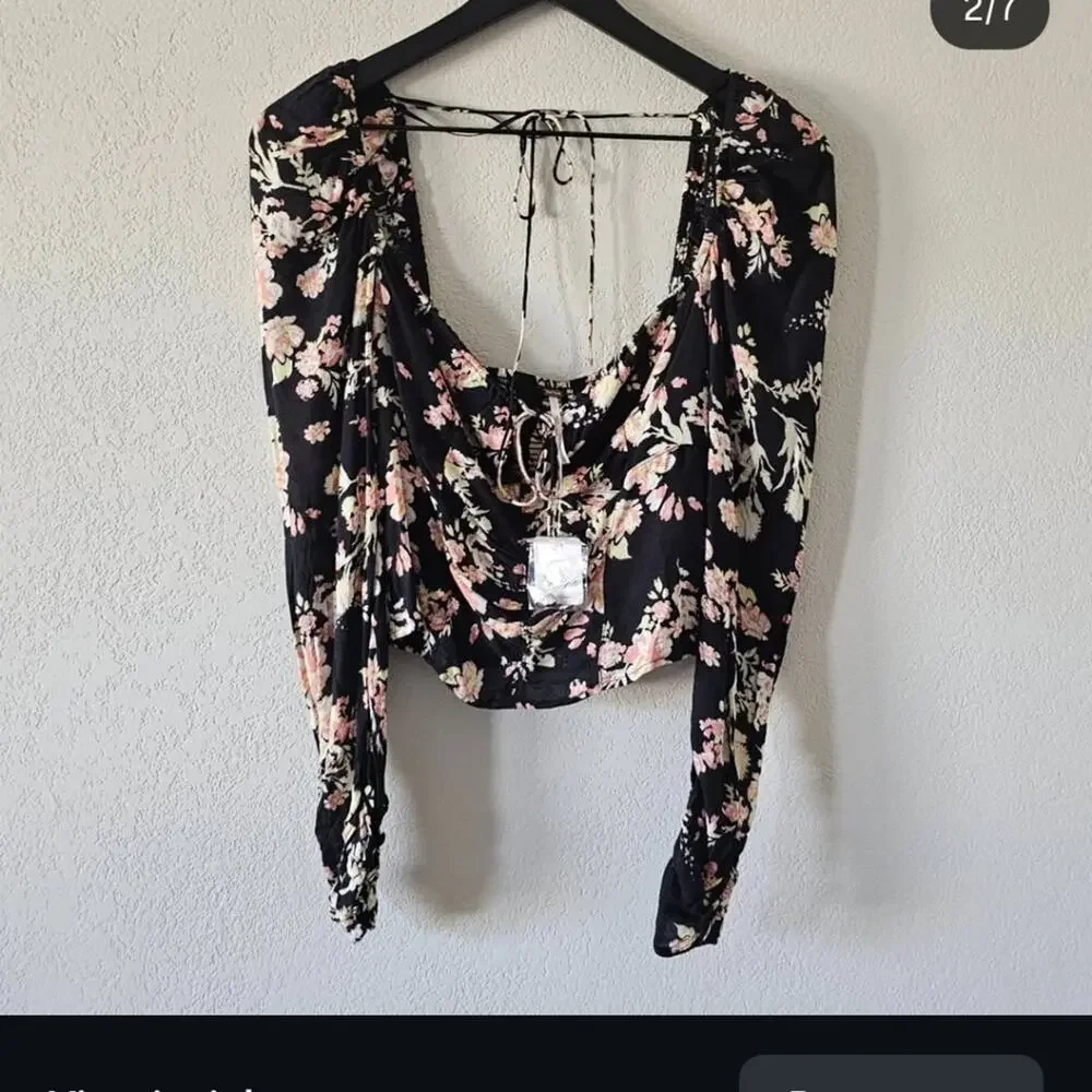 NWT Free People Hillary Printed Top